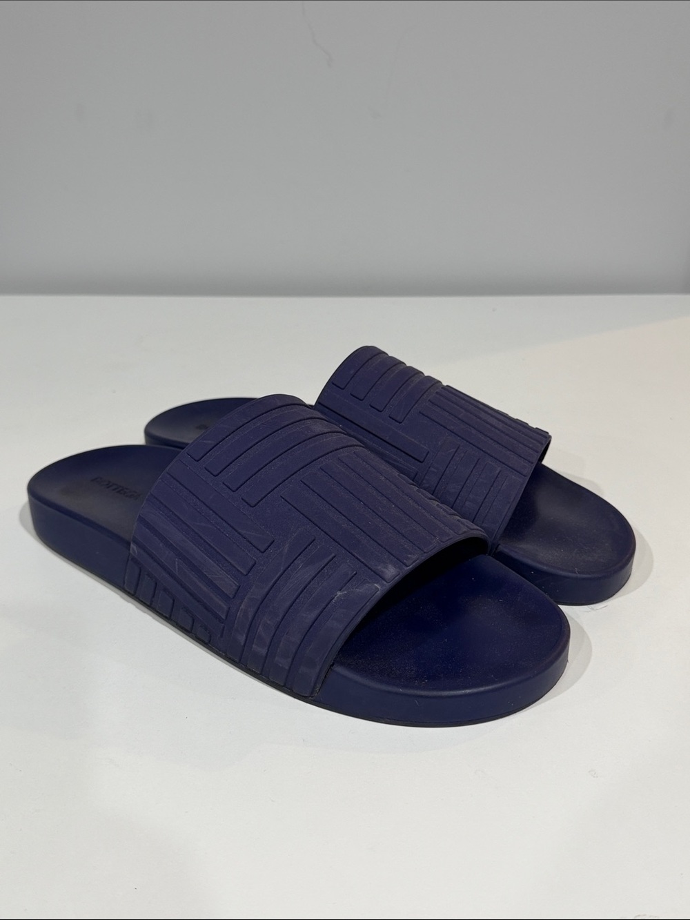 Bottega Veneta Navy Slide Sandals 46